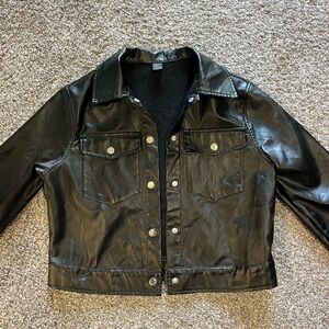 Black Faux Leather Women's Jacket
